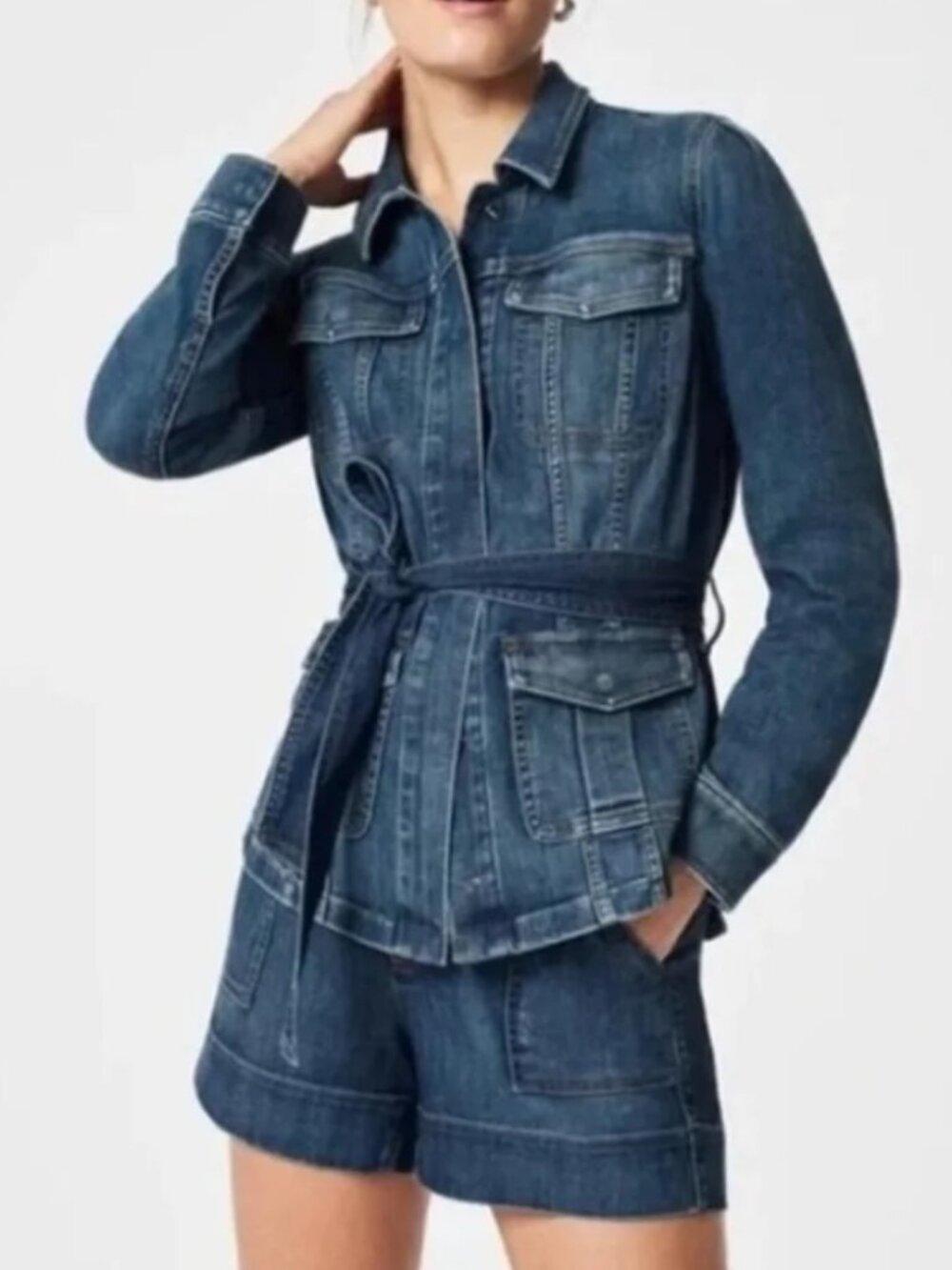 NWT SPANX Tie-Front Jean Shirt Jacket – Twilight Indigo – Size S